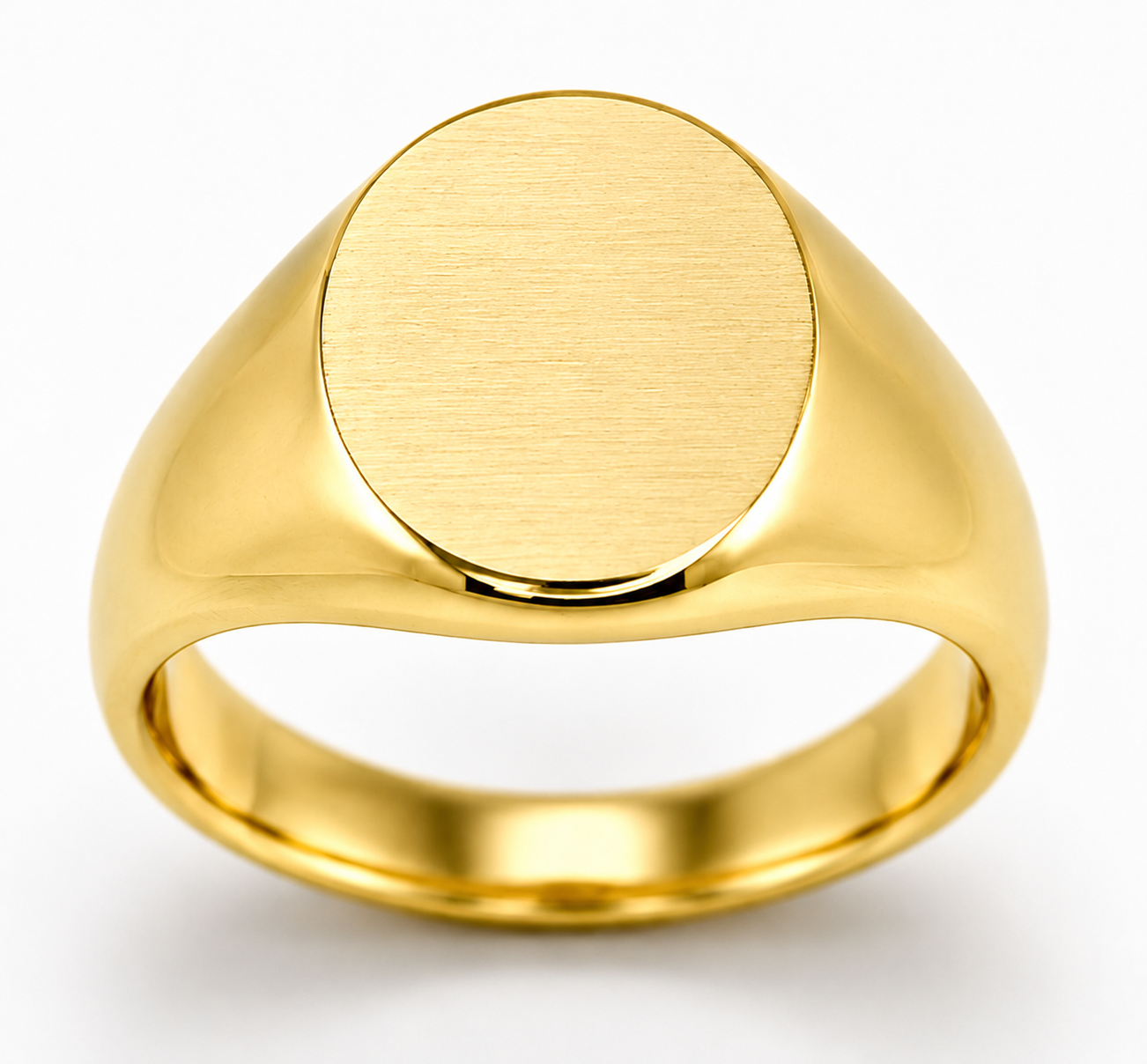 Kaedesigns Full Solid Heavy 9ct 9k 375 Yellow, Rose or White Gold Matt Polished Oval Signet 12mm x10mm Ring - Choose your ring size H to Q 1/2