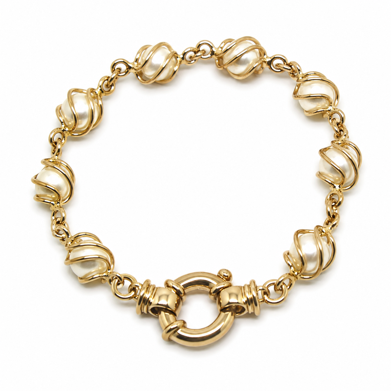 Genuine Handmade 9ct 9K 375 Yellow, Rose or White Gold Freshwater White Pearl 19cm Bracelet