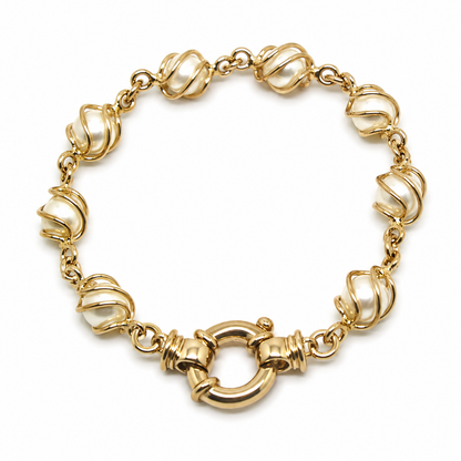 Genuine Handmade 9ct 9K 375 Yellow, Rose or White Gold Freshwater White Pearl 19cm Bracelet