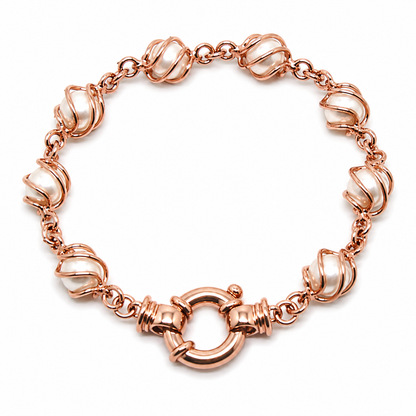 Genuine Handmade 9ct 9K 375 Yellow, Rose or White Gold Freshwater White Pearl 19cm Bracelet