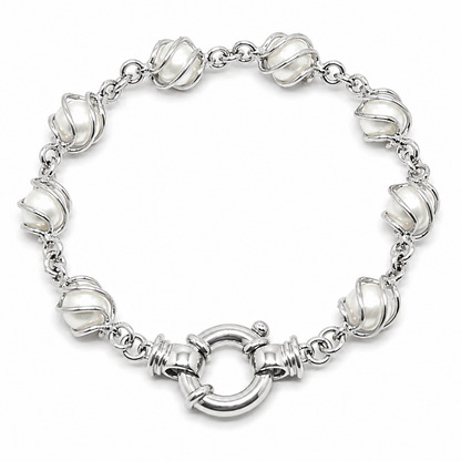 Genuine Handmade 9ct 9K 375 Yellow, Rose or White Gold Freshwater White Pearl 19cm Bracelet