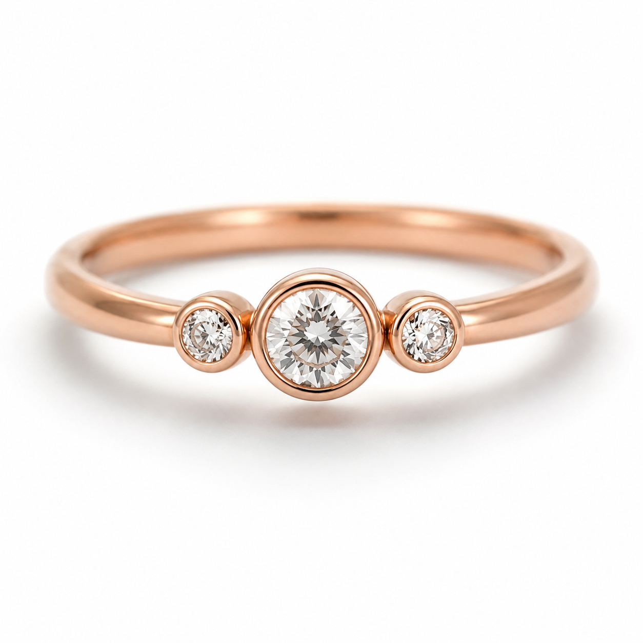 Kaedesigns, Genuine 9ct 9kt 375 Yellow, Rose or White Gold Trilogy & Cubic Zirconia Ring - Choose your size H to P