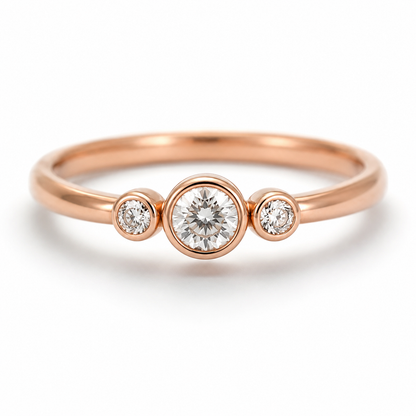 Kaedesigns, Genuine 9ct 9kt 375 Yellow, Rose or White Gold Trilogy & Cubic Zirconia Ring - Choose your size H to P