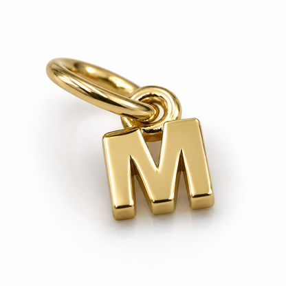 Genuine 9ct 9kt Genuine Tiny Very Small Yellow, Rose or White Gold Initial Pendant Charm M
