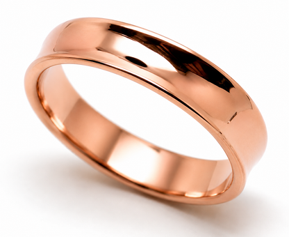 Genuine Full Solid 9ct 9k 375 Yellow, Rose or White Gold Concave Dome Ring