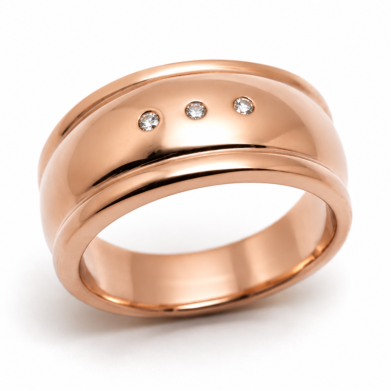 Genuine 9ct 9k 375 Full Solid Yellow, Rose or White Gold Ridged Heavy Dome Diamond Ring -Choose your ring size H to P