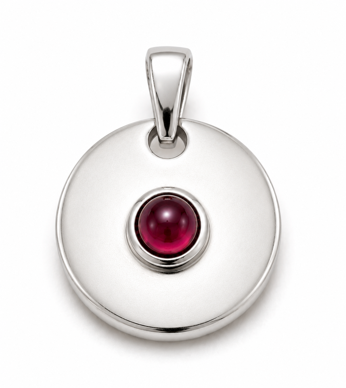 Genuine 9ct 9k 375 Yellow, Rose or White Gold Cabochon 5mm Rhodolite Garnet Disc Round Pendant