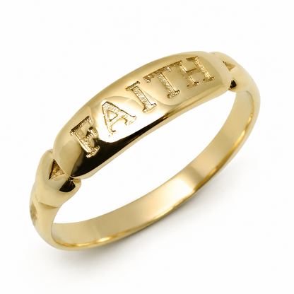 Genuine Solid 9ct 9k 375 Yellow, Rose or White Gold Faith Ring - Choose your ring size H to P