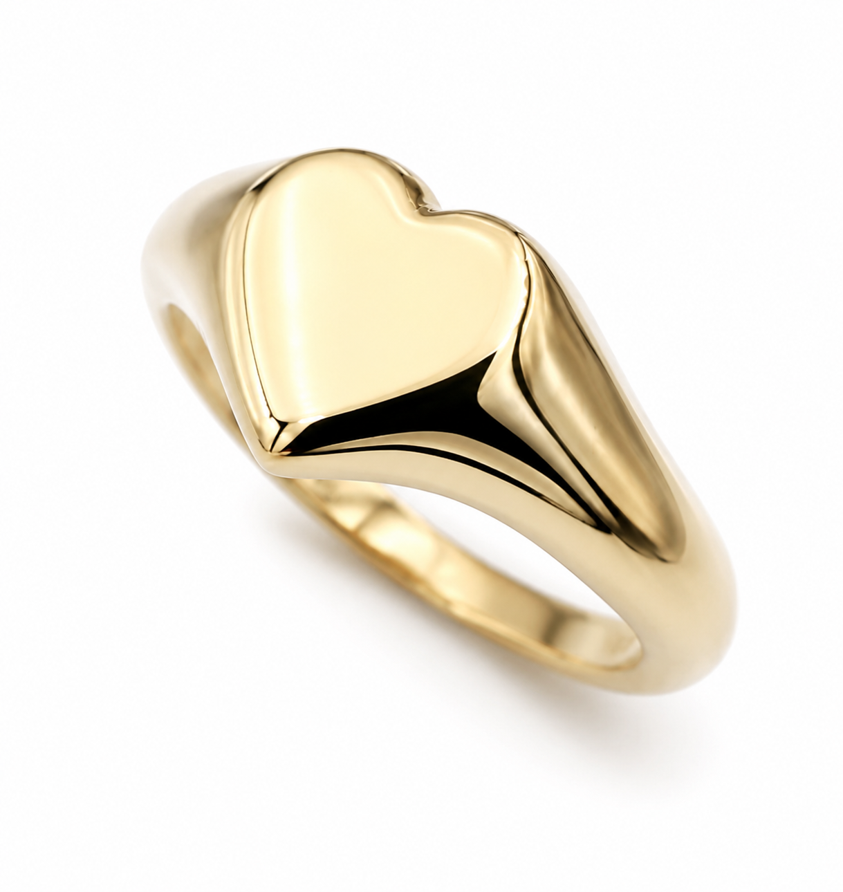Genuine Solid 9ct 9k 375 Yellow, Rose or White Gold Heart Signet Ring