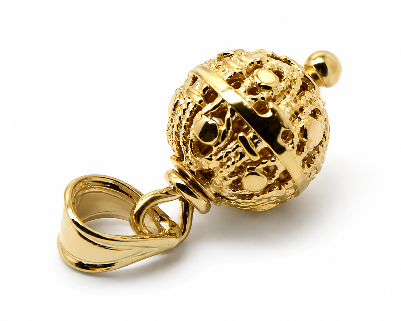 Genuine 9ct 9k 375 Filigree Yellow, Rose or White Gold Ball 10mm Pendant