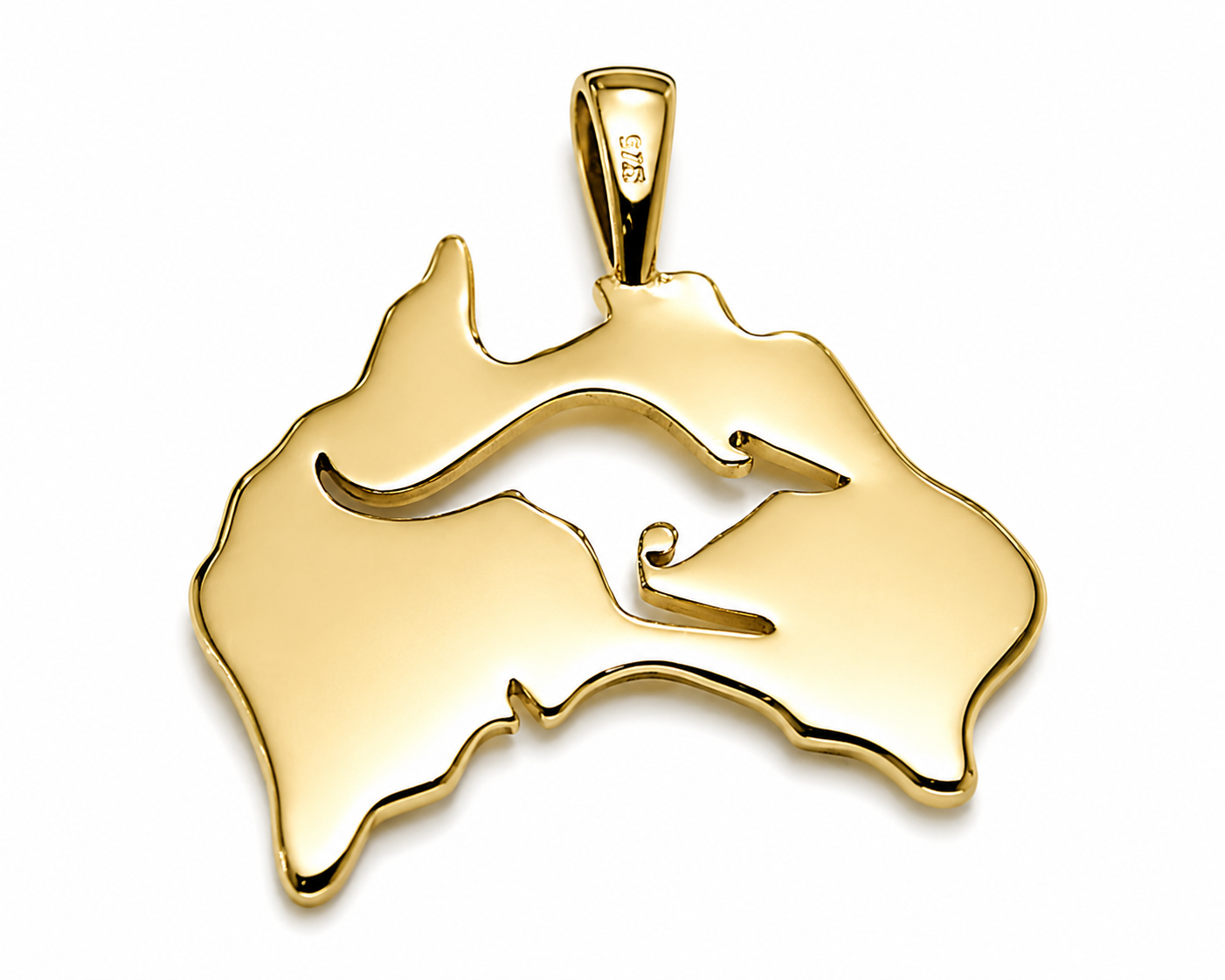 Genuine 9ct 9k 375 Yellow, Rose or White Gold 375 Australia & Kangaroo Pendant 422