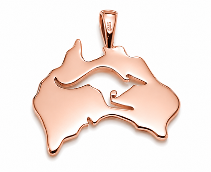 Genuine 9ct 9k 375 Yellow, Rose or White Gold 375 Australia & Kangaroo Pendant 422