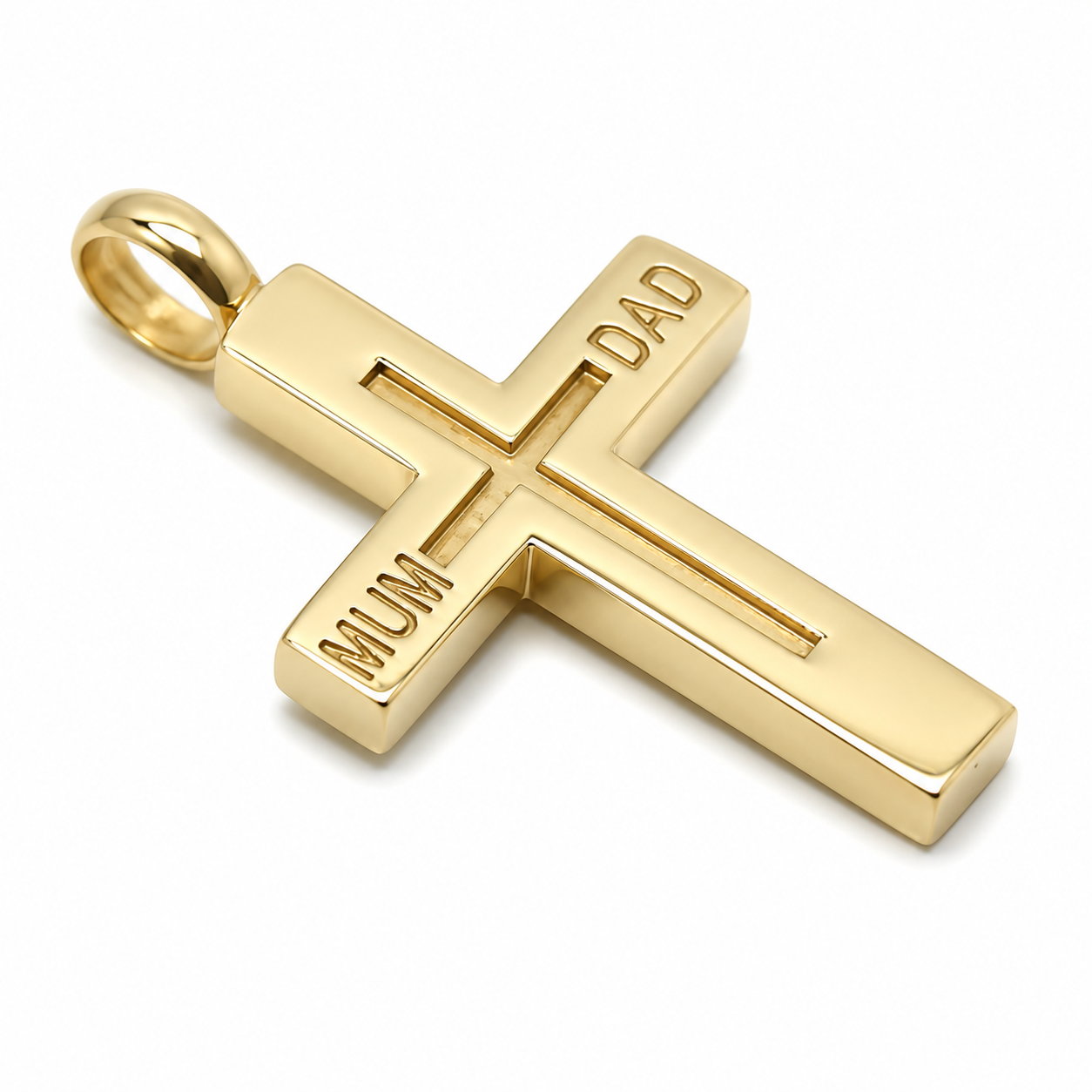 Kaedesigns 9ct 9k 375 Yellow, Rose or White Gold Love Mum & Dad Cross Pendant