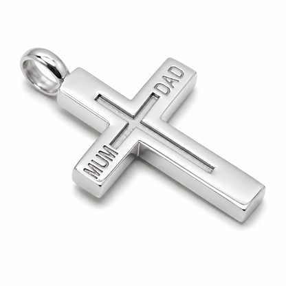 Kaedesigns 9ct 9k 375 Yellow, Rose or White Gold Love Mum & Dad Cross Pendant