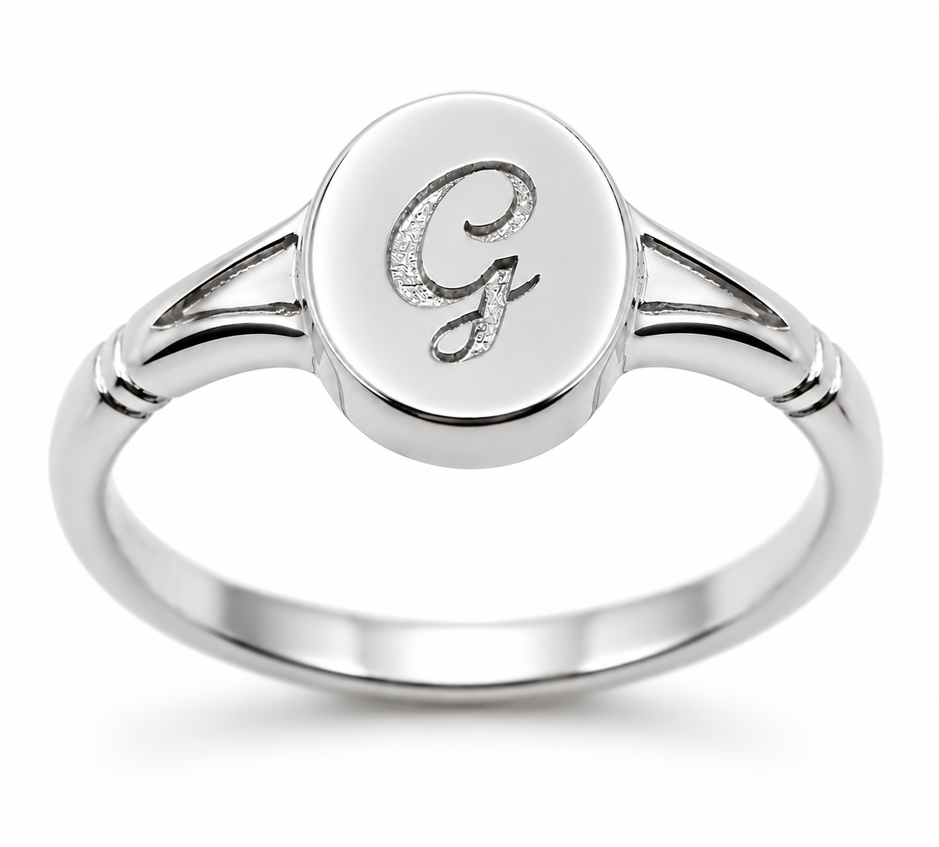 Genuine Full Solid 9ct 9k 375 Yellow, Rose or White Gold Oval Signet Ring Engraved With One Initial - Choose your size (sizes H to T)