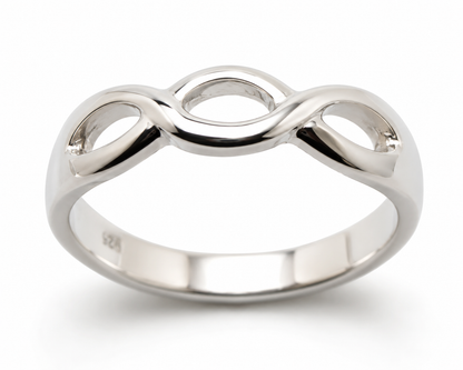 Genuine 9ct 9k 375 Yellow, Rose, White Gold or Sterling Silver Infinity Love Ring - Choose your size H to N