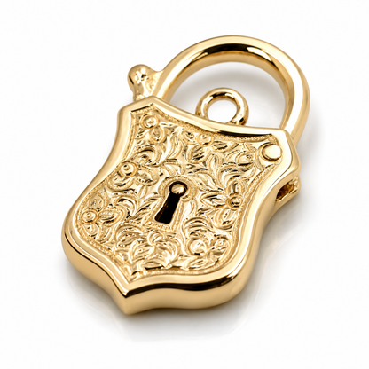 Genuine 9k 9ct 15mm x 24mm Yellow, Rose and White Gold Filigree Heart Pendant / Padlock
