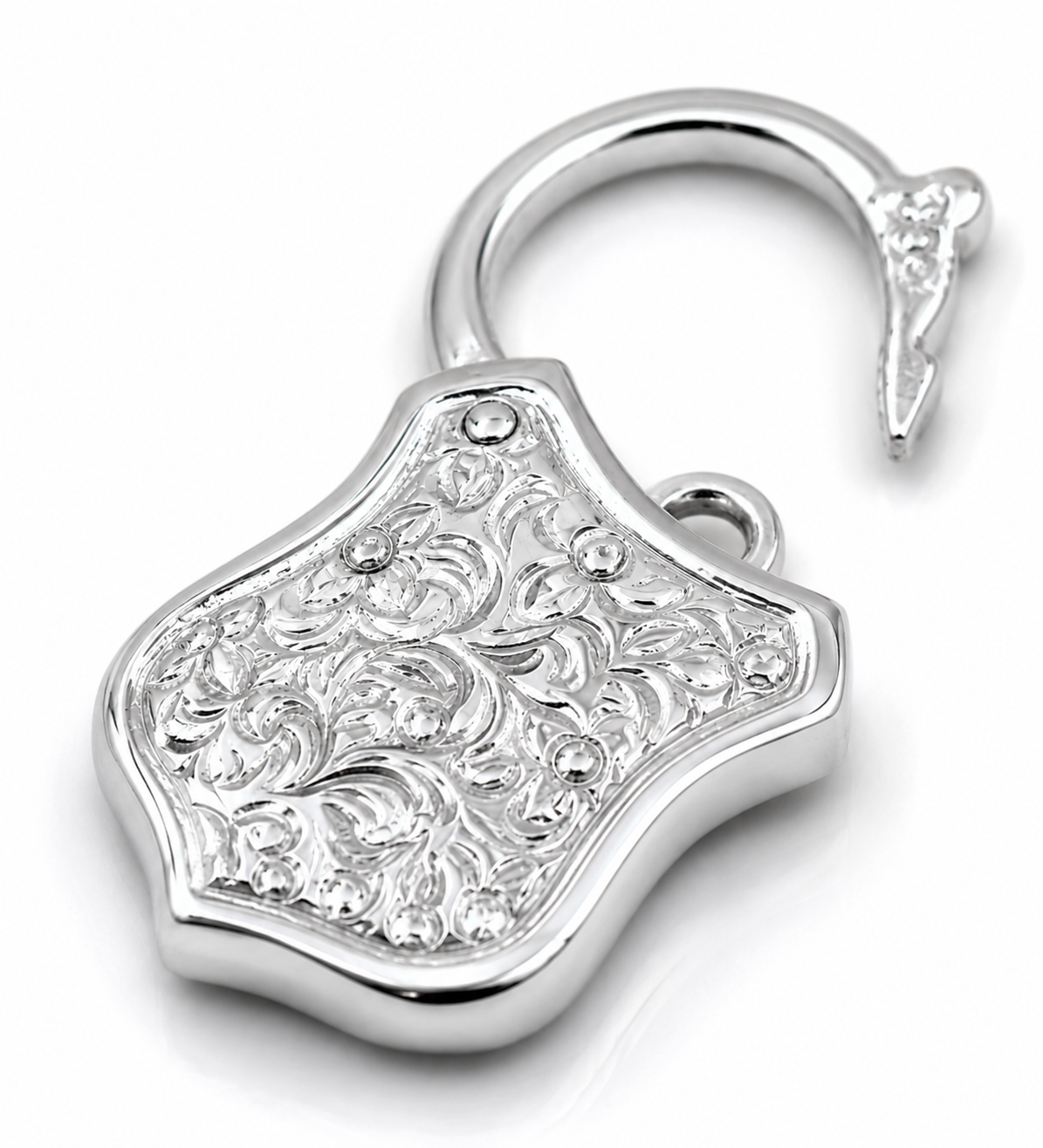 Genuine 9k 9ct 15mm x 24mm Yellow, Rose and White Gold Filigree Heart Pendant / Padlock