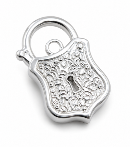 Genuine 9k 9ct 15mm x 24mm Yellow, Rose and White Gold Filigree Heart Pendant / Padlock