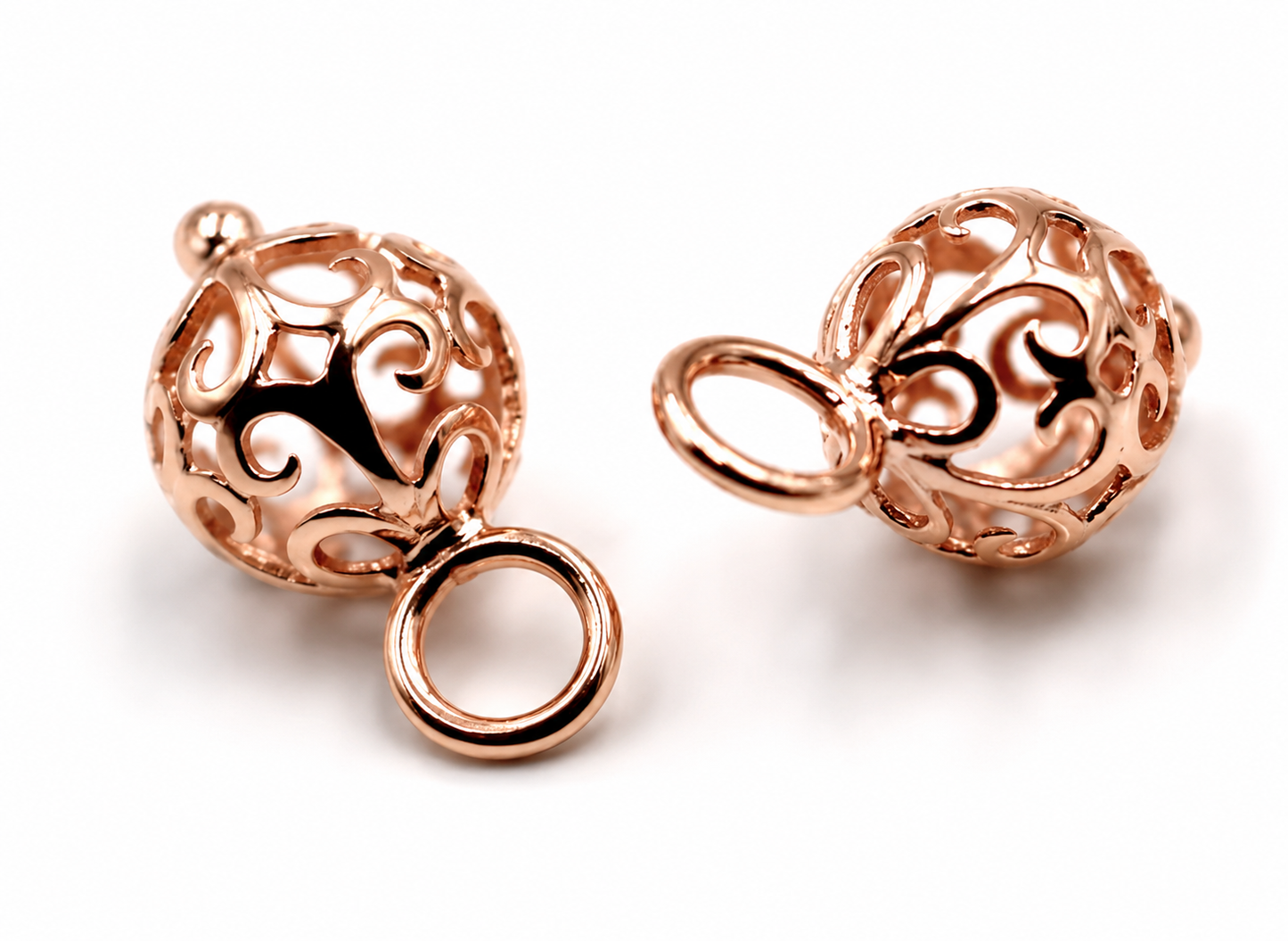 Genuine 9k 9ct 375 Yellow, Rose or White Gold 10mm Filigree Flower Balls Charm Earrings