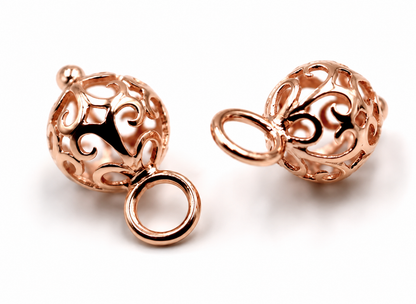 Genuine 9k 9ct 375 Yellow, Rose or White Gold 10mm Filigree Flower Balls Charm Earrings