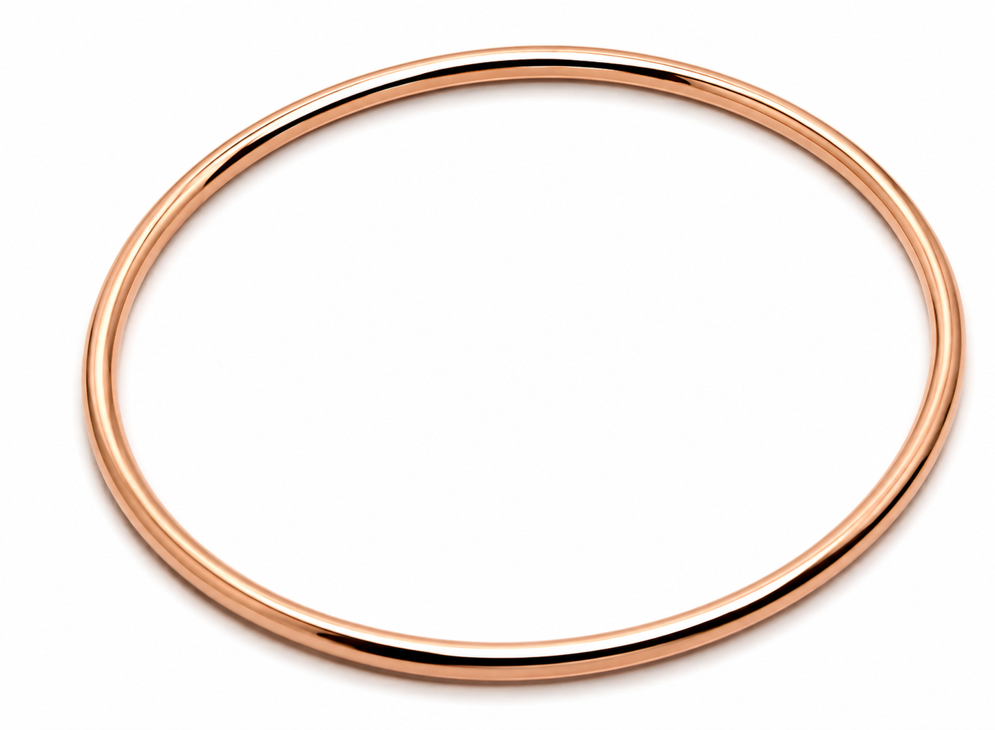 Genuine 18ct 18kt FULL SOLID Heavy Yellow, Rose or White gold 3mm wide GOLF bangle 65mm inside diameter