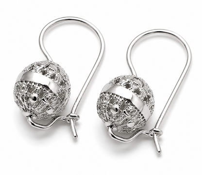 Genuine 9ct 9kt 375 Yellow, Rose or White Gold 12mm Euro Ball Drop Filigree Earrings
