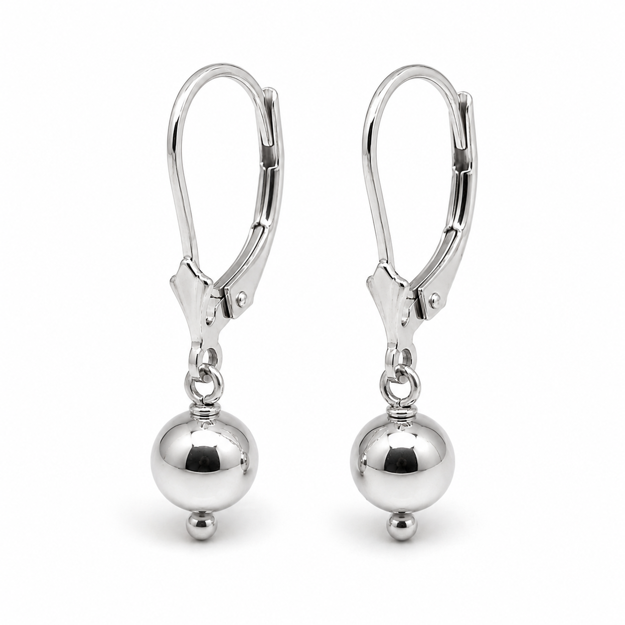 Kaedesigns Genuine 9ct 9k 375 Yellow, Rose or White Gold 6mm Continental Hook Ball Earrings