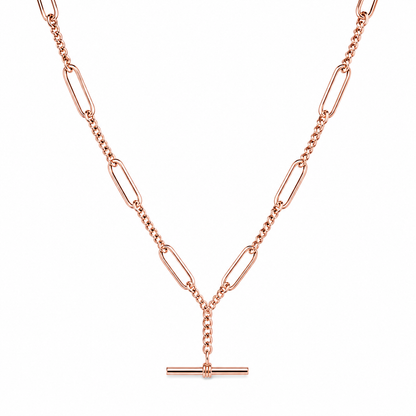 Genuine Handmade PaperClip 9ct 9k 375 Yellow, Rose or White Gold Paper Clip Chain Necklace with T-Bar