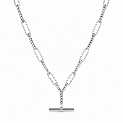 Genuine Handmade PaperClip 9ct 9k 375 Yellow, Rose or White Gold Paper Clip Chain Necklace with T-Bar