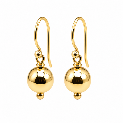 Kaedesigns Genuine 9ct 9k 375 Yellow, Rose or White Gold 6mm Hook Ball Earrings