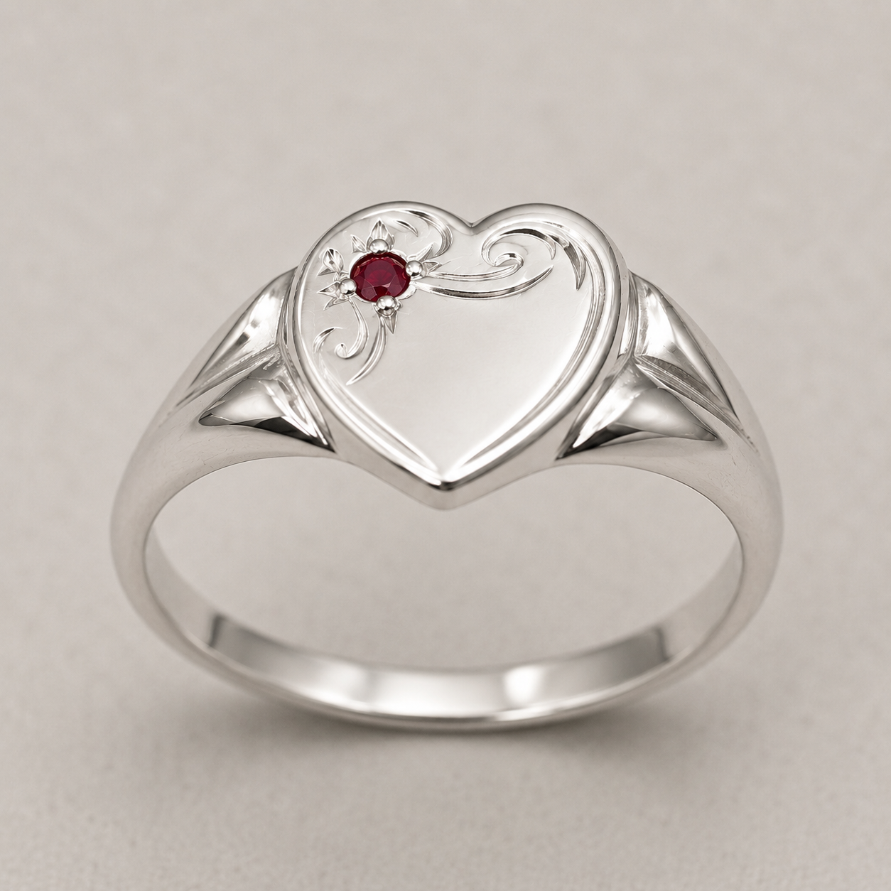 Large New Genuine Sterling Silver 925 Heart Signet Ring Choose Your Size & Gemstone