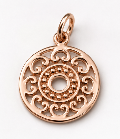 Kaedesigns Genuine 9ct 9k 375 Yellow, Rose or White Gold Circle Filigree Pendant