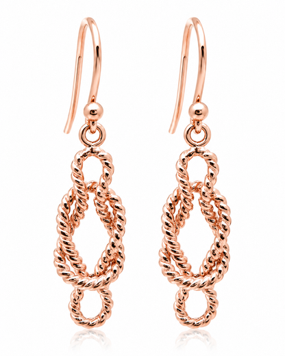 Genuine New 9ct Yellow, Rose or White Gold Swirl Knot Hook Earrings