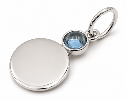 Genuine 9ct 9k 375 Yellow, Rose or White Gold 11mm Cabochon Topaz Filigree Disc Round Circle Pendant