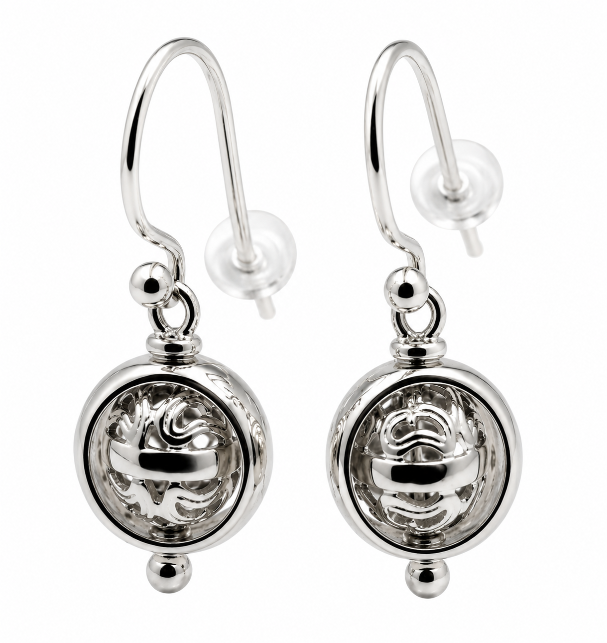 Kaedesigns 9ct 9k 375 yellow, Rose or White Gold Spinning Filigree Belcher Ball Earrings