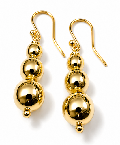 Kaedesigns 9ct 9k 375 Yellow Or White Or Rose Gold 375 Three Ball Drop Ball Earrings