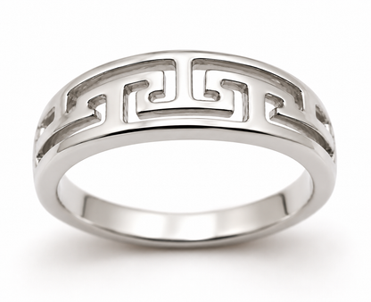 Kaedesigns, Solid 9ct 9k 375 Yellow, Rose or White Gold Celtic Wave Greek Key Ring 328