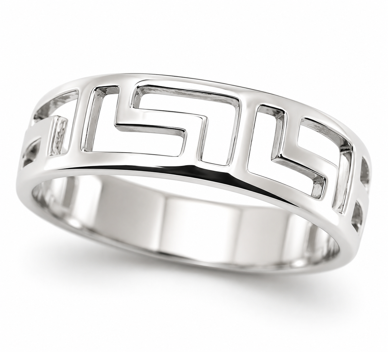Genuine Solid 9ct 9k 375 Yellow, Rose or White Gold Greek Key Ring - Choose your size H to P