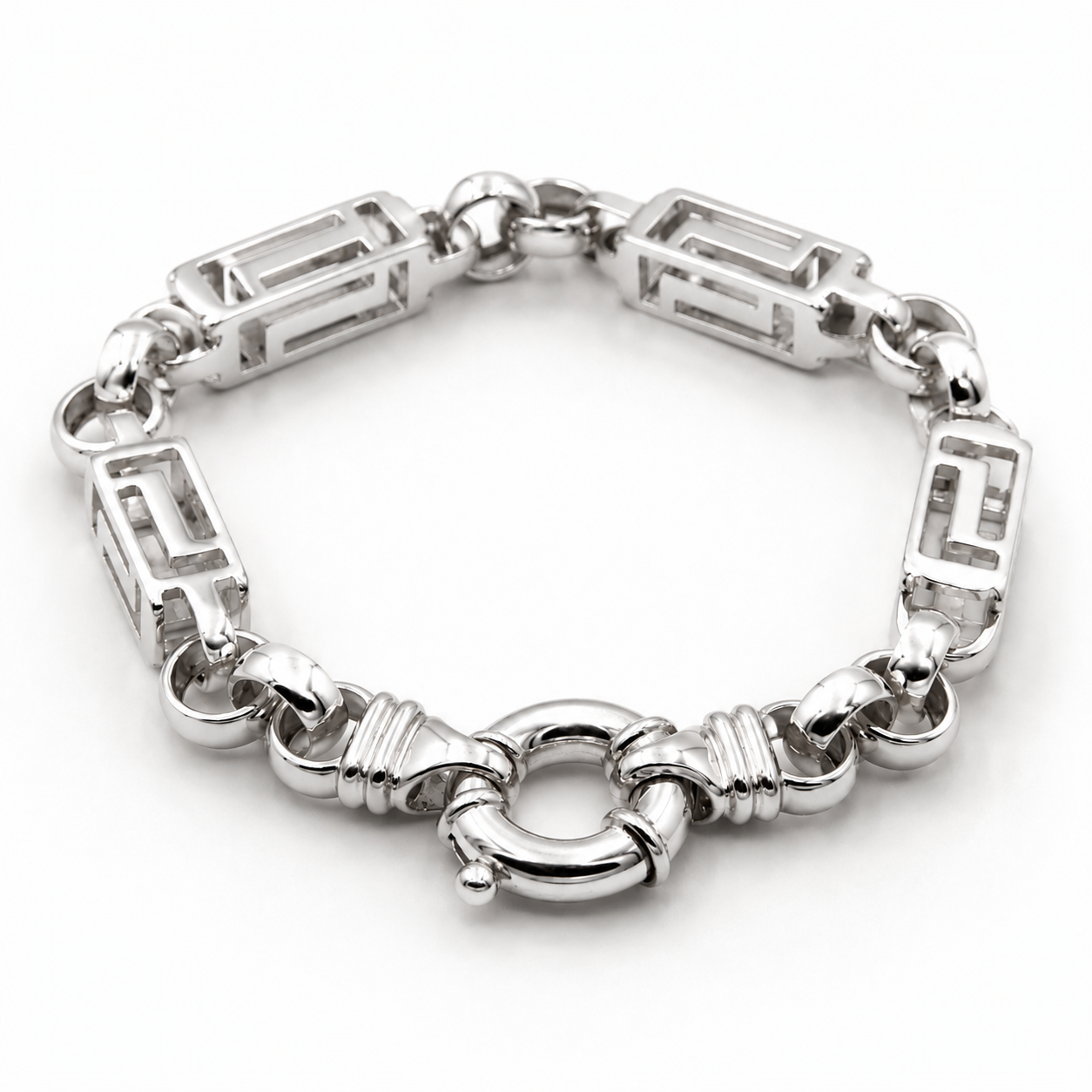 Genuine Heavy Solid 9ct 9k 375 Yellow,  Rose or White Gold Solid Belcher & Greek Key Bracelet