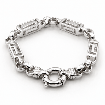Genuine Heavy Solid 9ct 9k 375 Yellow,  Rose or White Gold Solid Belcher & Greek Key Bracelet