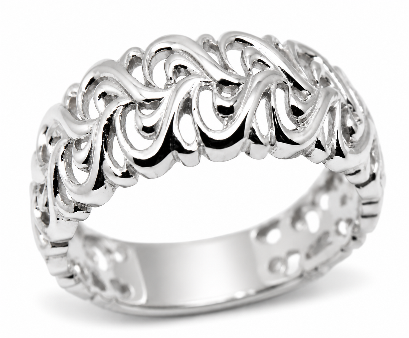 Genuine 9ct 9k 375 Solid Yellow, Rose or White Gold Flower Filigree Ring In Your Size