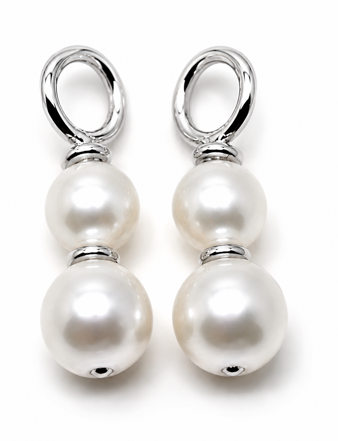 Genuine 9ct 9k 375 Yellow Gold 6mm & 8mm White Pearl Loop Earrings