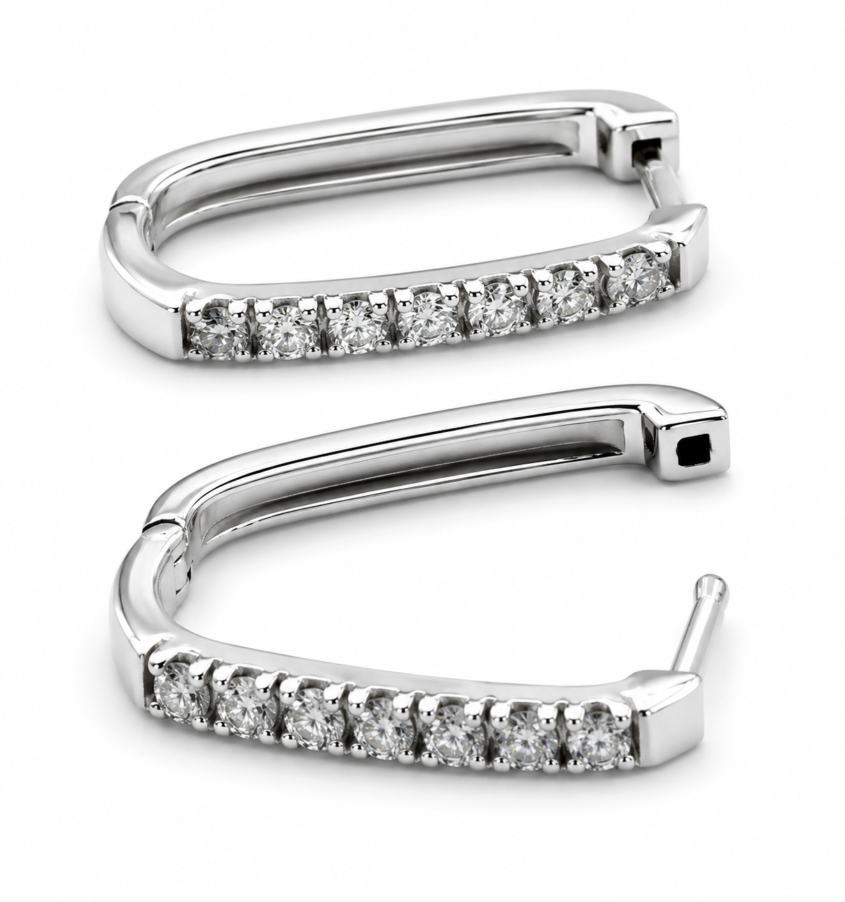 Genuine 9ct 9k 375 Yellow, Rose or White Gold Lab Grown Diamond Rectangular Hoop Earrings