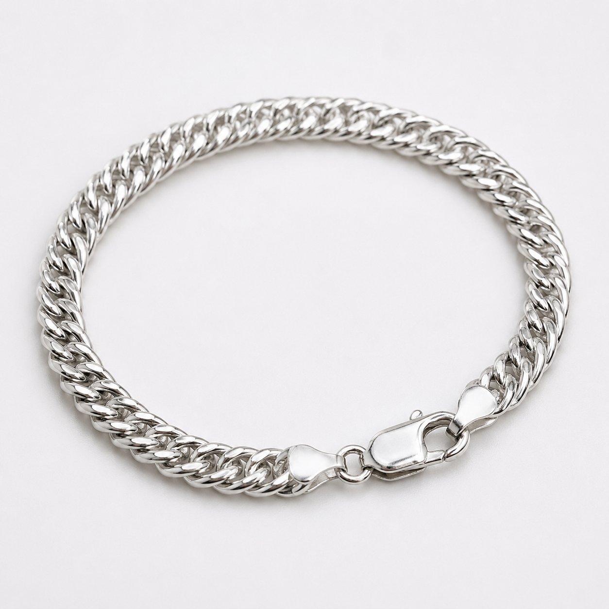 Sterling Silver 925 19cm or 21cm Double Curb Heavy Bracelet