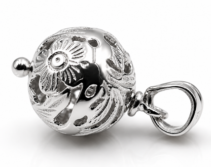 Kaedesigns Genuine 9ct 9K 375 Yellow, Rose or White Gold Flower Filigree Ball 14mm Pendant