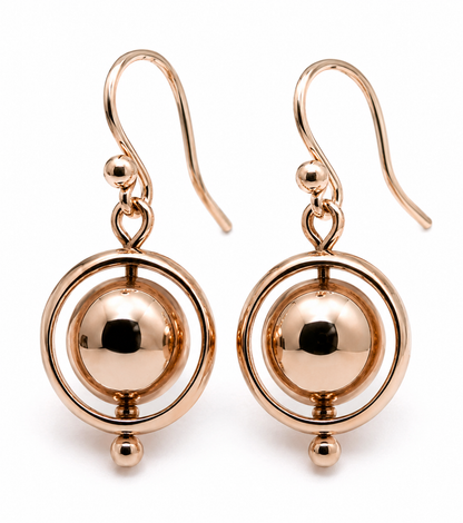 Kaedesigns Genuine 9ct 9k 375 Yellow, Rose or White Gold 12mm Spinning Belcher Ball Earrings