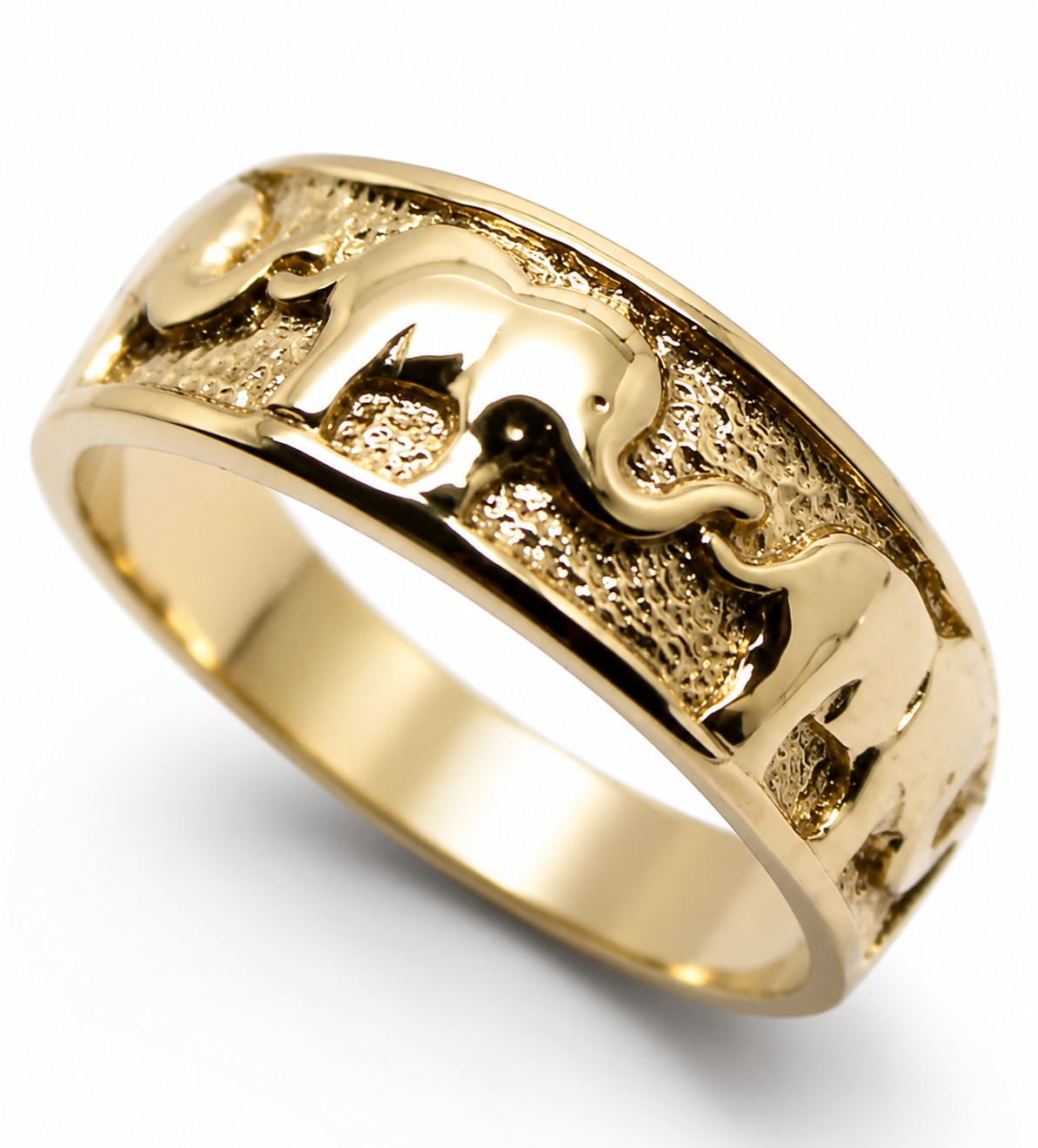 Genuine 9ct 9k 375 Solid Yellow, Rose or White Gold Lucky Elephant Ring Size L to Q