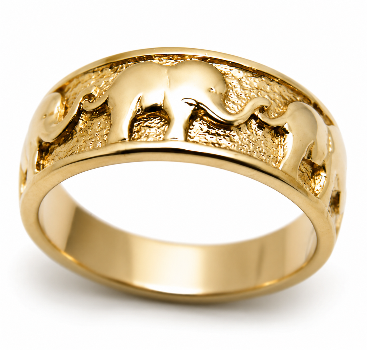 Genuine 9ct 9k 375 Solid Yellow, Rose or White Gold Lucky Elephant Ring Size L to Q