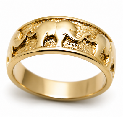 Genuine 9ct 9k 375 Solid Yellow, Rose or White Gold Lucky Elephant Ring Size L to Q